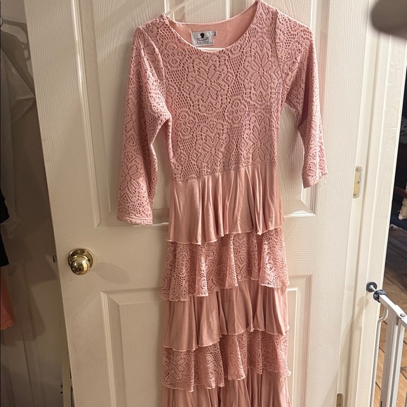 Dainty Jewells Other - Dainty Jewells Dusty Pink Lace Tiered Ruffle Dress